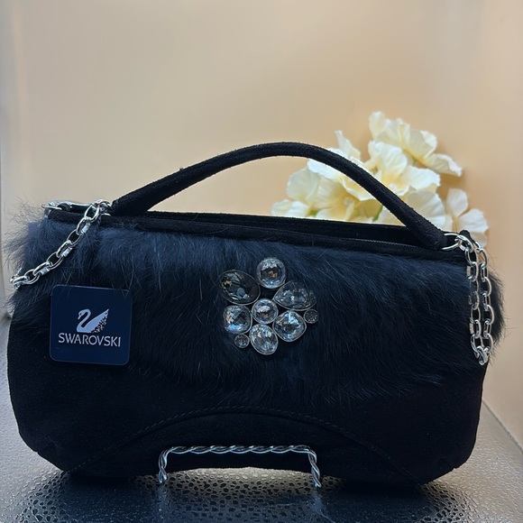 NWT ❤️SWAROVSKI Isabella rabbit fur Evening Bag *Retail $295** - Picture 10 of 10